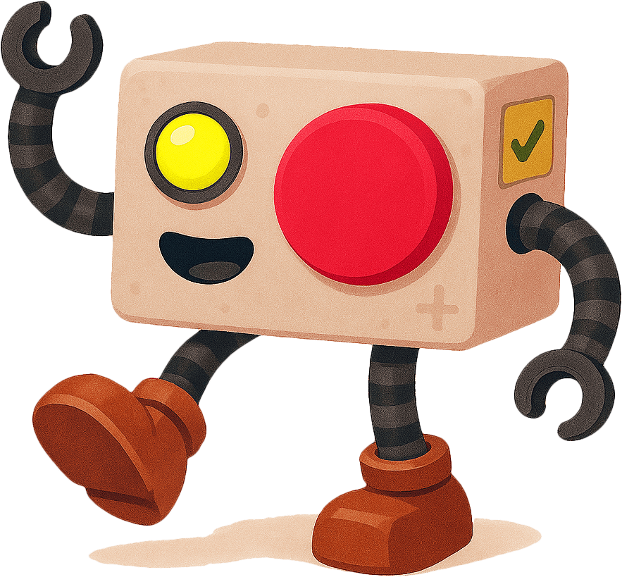 Stupido robot mascot walking